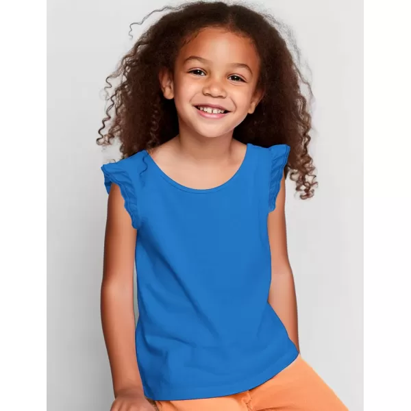 Arshiner Girls Basic Ruffle Sleeve Cute T-Shirt Stretchy Tunic Tank Tops School Blouse