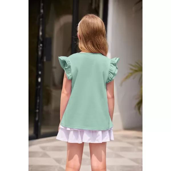 Arshiner Girls Basic Ruffle Sleeve Cute T-Shirt Stretchy Tunic Tank Tops School Blouse