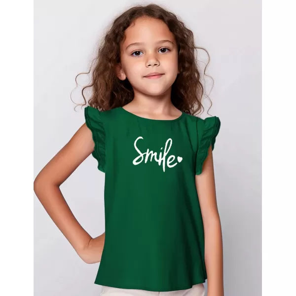 Arshiner Girls Basic Ruffle Sleeve Cute T-Shirt Stretchy Tunic Tank Tops School Blouse