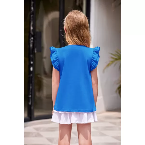 Arshiner Girls Basic Ruffle Sleeve Cute T-Shirt Stretchy Tunic Tank Tops School Blouse