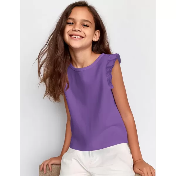 Arshiner Girls Basic Ruffle Sleeve Cute T-Shirt Stretchy Tunic Tank Tops School Blouse