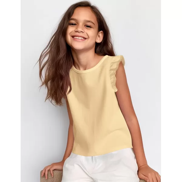Arshiner Girls Basic Ruffle Sleeve Cute T-Shirt Stretchy Tunic Tank Tops School Blouse