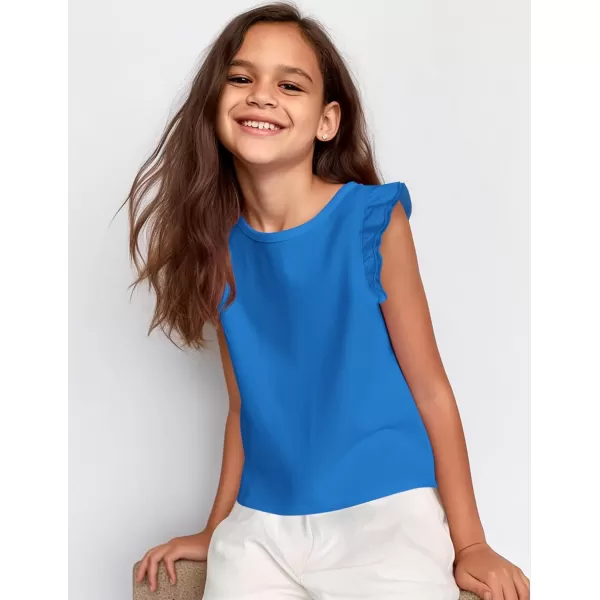 Arshiner Girls Basic Ruffle Sleeve Cute T-Shirt Stretchy Tunic Tank Tops School Blouse