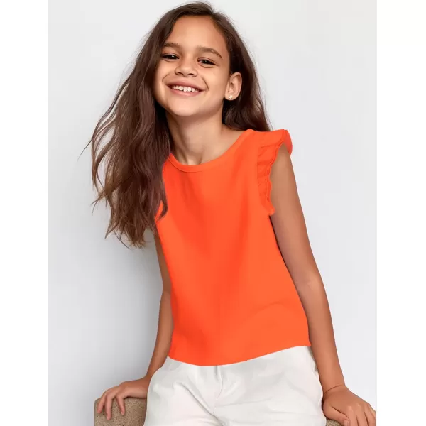 Arshiner Girls Basic Ruffle Sleeve Cute T-Shirt Stretchy Tunic Tank Tops School Blouse