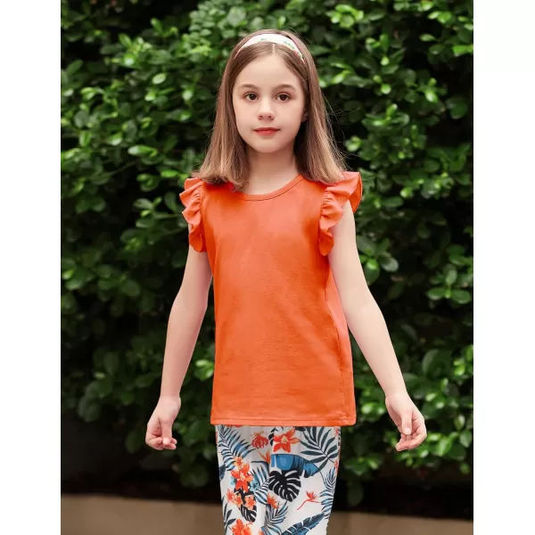 Arshiner Girls Basic Ruffle Sleeve Cute T-Shirt Stretchy Tunic Tank Tops School Blouse