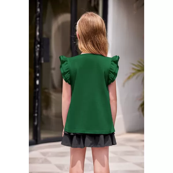 Arshiner Girls Basic Ruffle Sleeve Cute T-Shirt Stretchy Tunic Tank Tops School Blouse