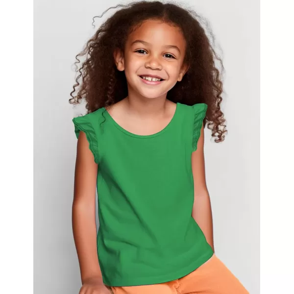 Arshiner Girls Basic Ruffle Sleeve Cute T-Shirt Stretchy Tunic Tank Tops School Blouse