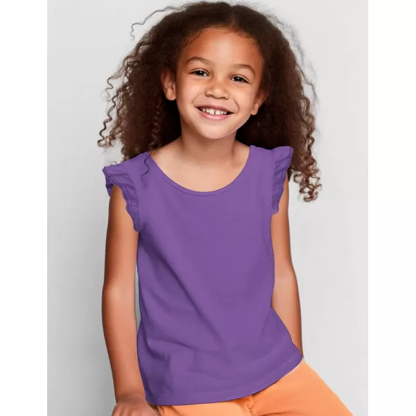 Arshiner Girls Basic Ruffle Sleeve Cute T-Shirt Stretchy Tunic Tank Tops School Blouse