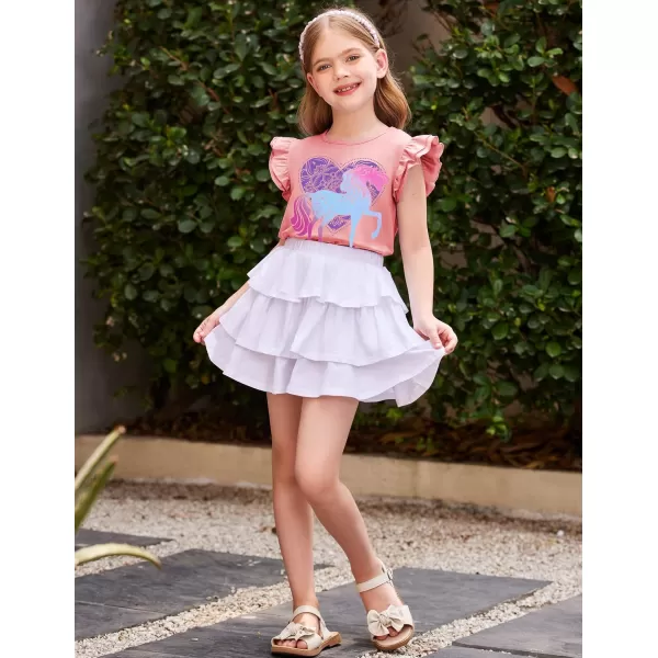 Arshiner Girls Basic Ruffle Sleeve Cute T-Shirt Stretchy Tunic Tank Tops School Blouse