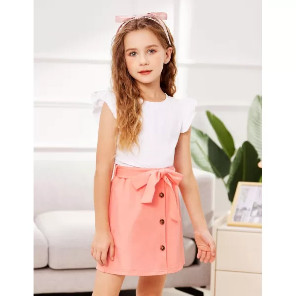 Arshiner Girls Basic Ruffle Sleeve Cute T-Shirt Stretchy Tunic Tank Tops School Blouse