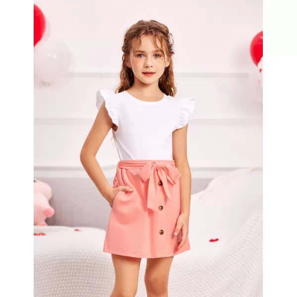 Arshiner Girls Basic Ruffle Sleeve Cute T-Shirt Stretchy Tunic Tank Tops School Blouse