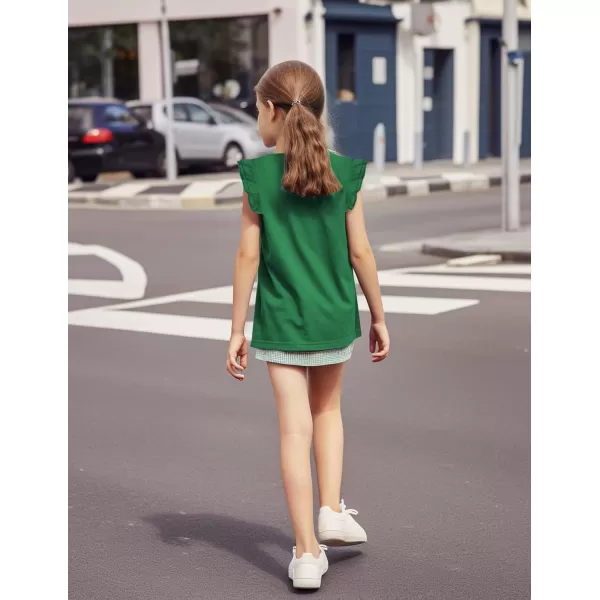 Arshiner Girls Basic Ruffle Sleeve Cute T-Shirt Stretchy Tunic Tank Tops School Blouse