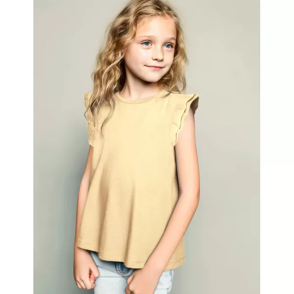 Arshiner Girls Basic Ruffle Sleeve Cute T-Shirt Stretchy Tunic Tank Tops School Blouse