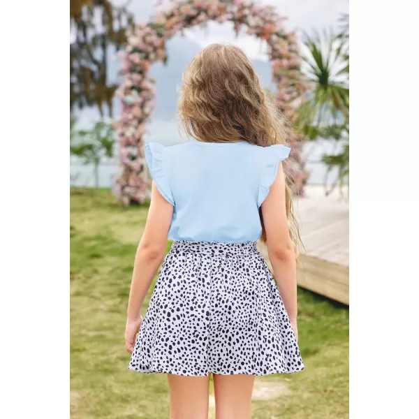 Arshiner Girls Basic Ruffle Sleeve Cute T-Shirt Stretchy Tunic Tank Tops School Blouse