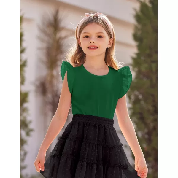 Arshiner Girls Basic Ruffle Sleeve Cute T-Shirt Stretchy Tunic Tank Tops School Blouse
