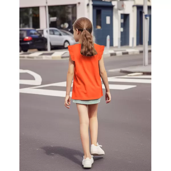 Arshiner Girls Basic Ruffle Sleeve Cute T-Shirt Stretchy Tunic Tank Tops School Blouse