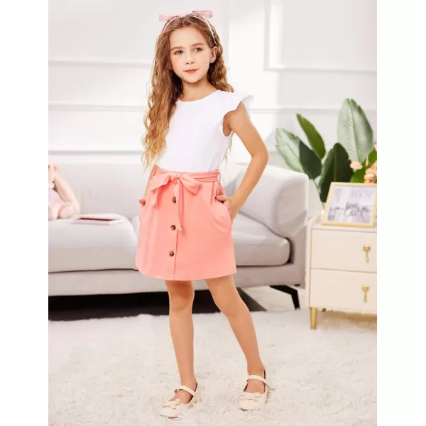 Arshiner Girls Basic Ruffle Sleeve Cute T-Shirt Stretchy Tunic Tank Tops School Blouse