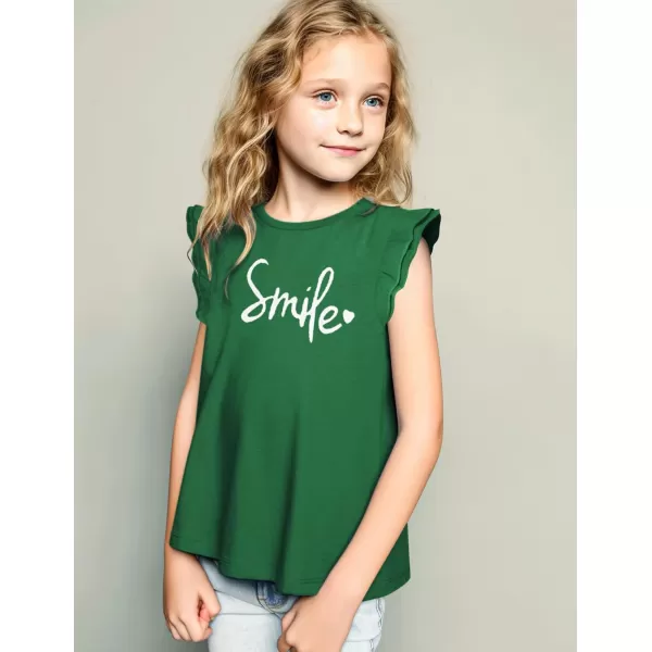 Arshiner Girls Basic Ruffle Sleeve Cute T-Shirt Stretchy Tunic Tank Tops School Blouse