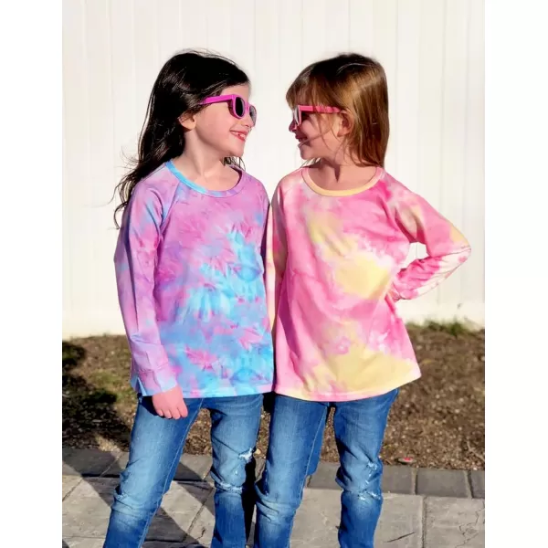Arshiner Girls Casual Tie Dye Crewneck Long Sleeve Sweaters Loose Fashion Tops for 4-12 Years