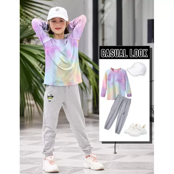 Arshiner Girls Casual Tie Dye Crewneck Long Sleeve Sweaters Loose Fashion Tops for 4-12 Years
