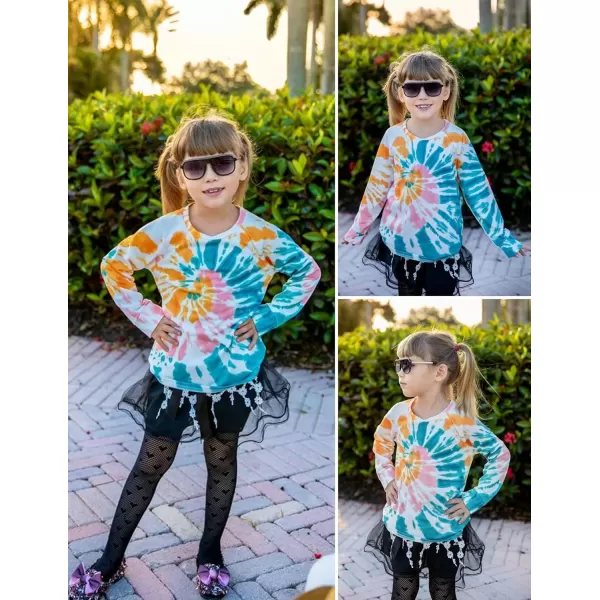 Arshiner Girls Casual Tie Dye Crewneck Long Sleeve Sweaters Loose Fashion Tops for 4-12 Years
