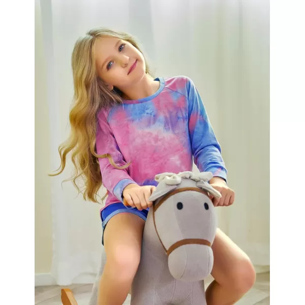 Arshiner Girls Casual Tie Dye Crewneck Long Sleeve Sweaters Loose Fashion Tops for 4-12 Years