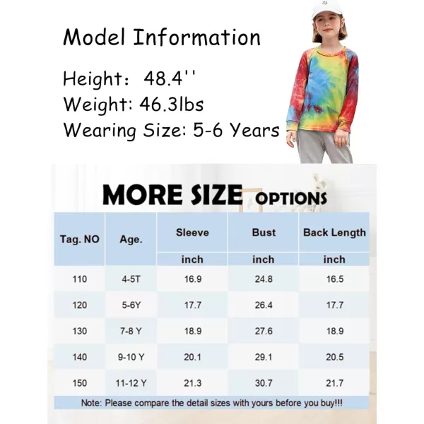 Arshiner Girls Casual Tie Dye Crewneck Long Sleeve Sweaters Loose Fashion Tops for 4-12 Years