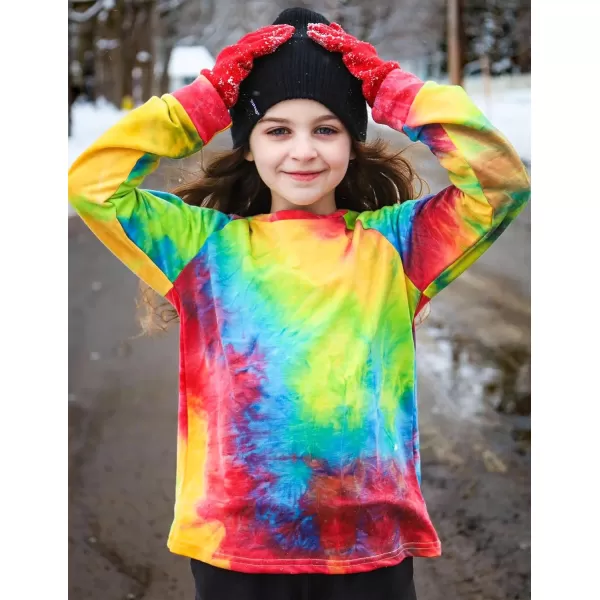Arshiner Girls Casual Tie Dye Crewneck Long Sleeve Sweaters Loose Fashion Tops for 4-12 Years