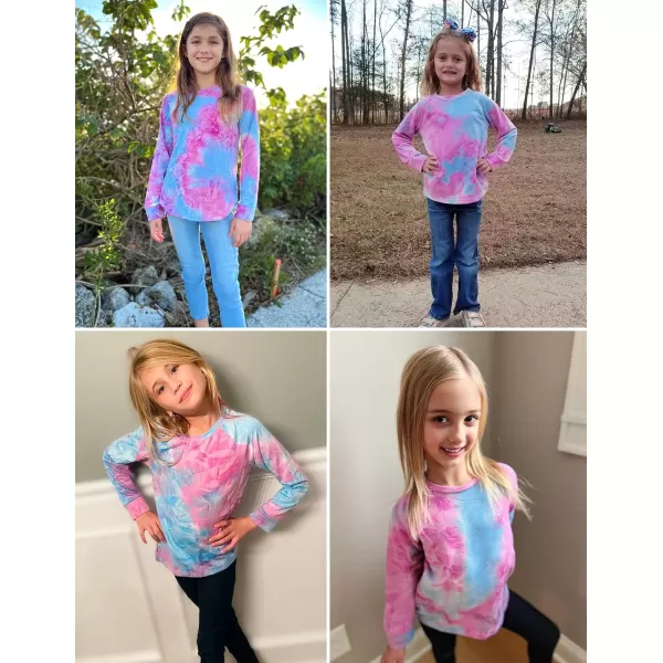 Arshiner Girls Casual Tie Dye Crewneck Long Sleeve Sweaters Loose Fashion Tops for 4-12 Years