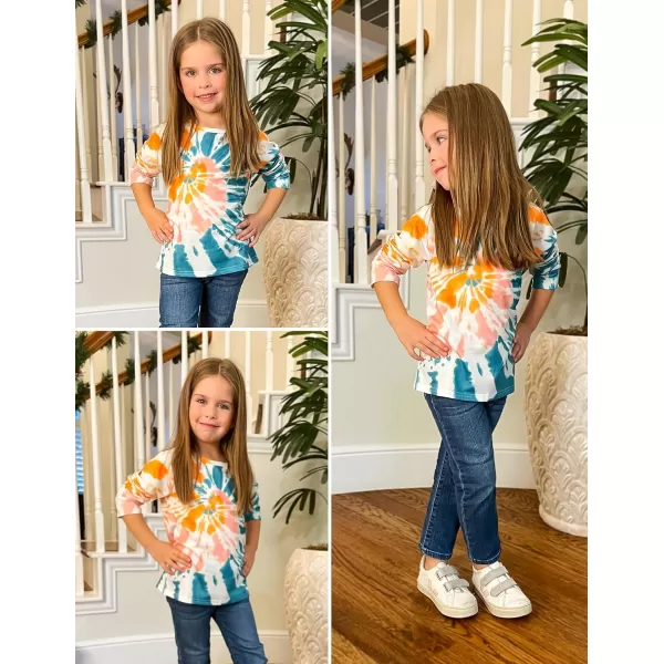 Arshiner Girls Casual Tie Dye Crewneck Long Sleeve Sweaters Loose Fashion Tops for 4-12 Years