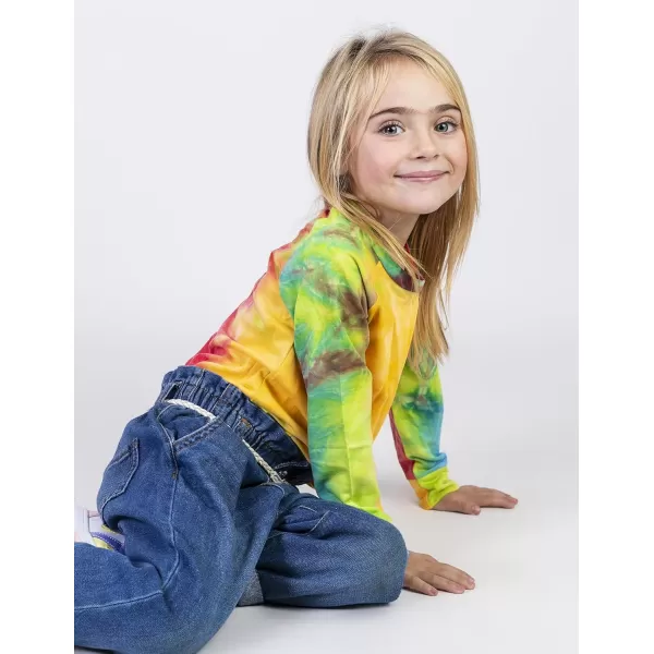 Arshiner Girls Casual Tie Dye Crewneck Long Sleeve Sweaters Loose Fashion Tops for 4-12 Years