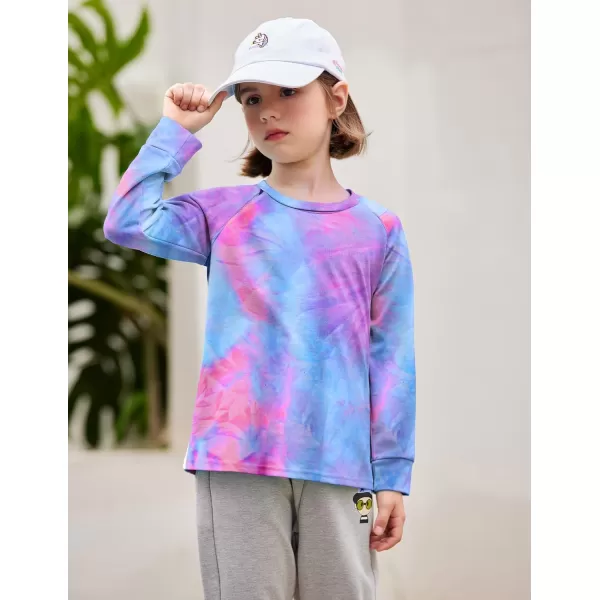 Arshiner Girls Casual Tie Dye Crewneck Long Sleeve Sweaters Loose Fashion Tops for 4-12 Years