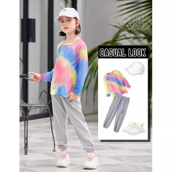 Arshiner Girls Casual Tie Dye Crewneck Long Sleeve Sweaters Loose Fashion Tops for 4-12 Years