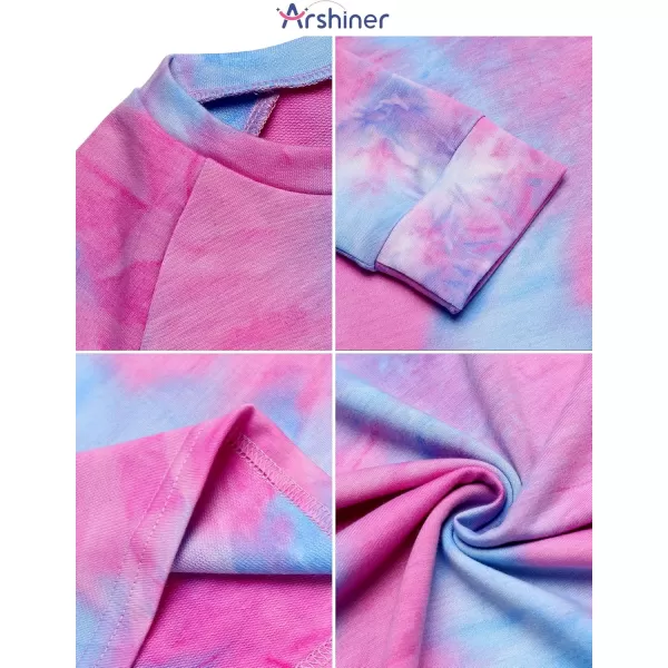 Arshiner Girls Casual Tie Dye Crewneck Long Sleeve Sweaters Loose Fashion Tops for 4-12 Years