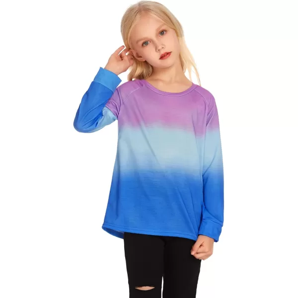 Arshiner Girls Casual Tie Dye Crewneck Long Sleeve Sweaters Loose Fashion Tops for 4-12 Years