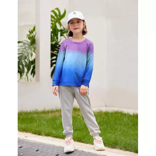 Arshiner Girls Casual Tie Dye Crewneck Long Sleeve Sweaters Loose Fashion Tops for 4-12 Years