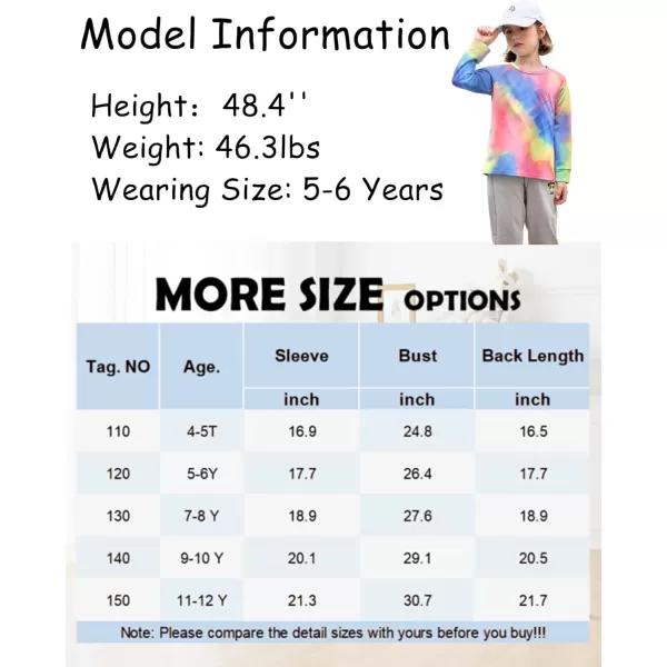 Arshiner Girls Casual Tie Dye Crewneck Long Sleeve Sweaters Loose Fashion Tops for 4-12 Years