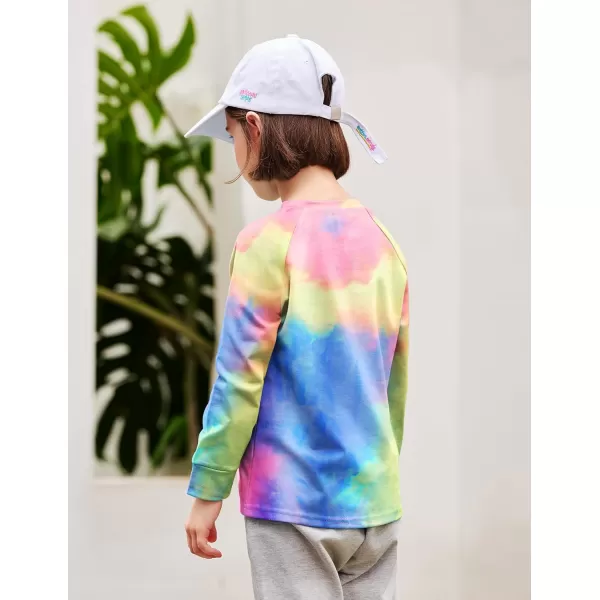 Arshiner Girls Casual Tie Dye Crewneck Long Sleeve Sweaters Loose Fashion Tops for 4-12 Years