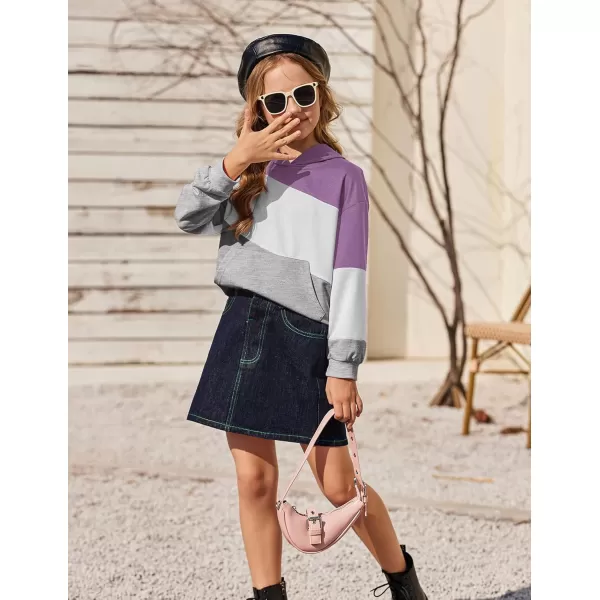 Arshiner Girls Color Block Hoodies Crewneck Long Sleeve Casual Soft Sweatshirts Tops with Pockets