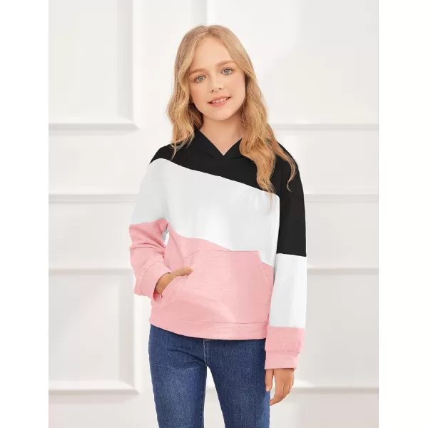 Arshiner Girls Color Block Hoodies Crewneck Long Sleeve Casual Soft Sweatshirts Tops with Pockets
