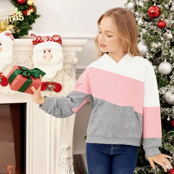 Arshiner Girls Color Block Hoodies Crewneck Long Sleeve Casual Soft Sweatshirts Tops with Pockets