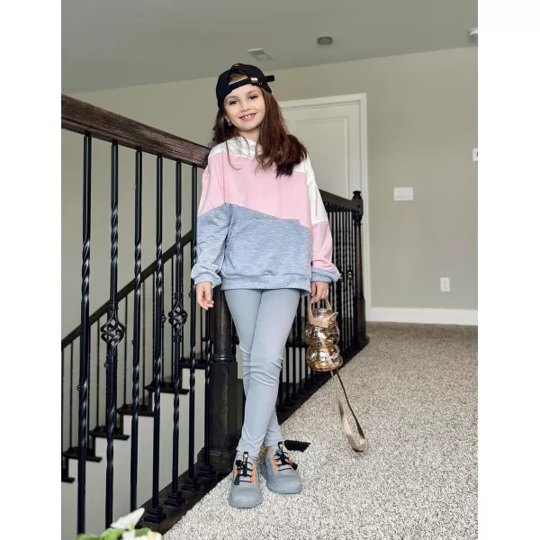Arshiner Girls Color Block Hoodies Crewneck Long Sleeve Casual Soft Sweatshirts Tops with Pockets