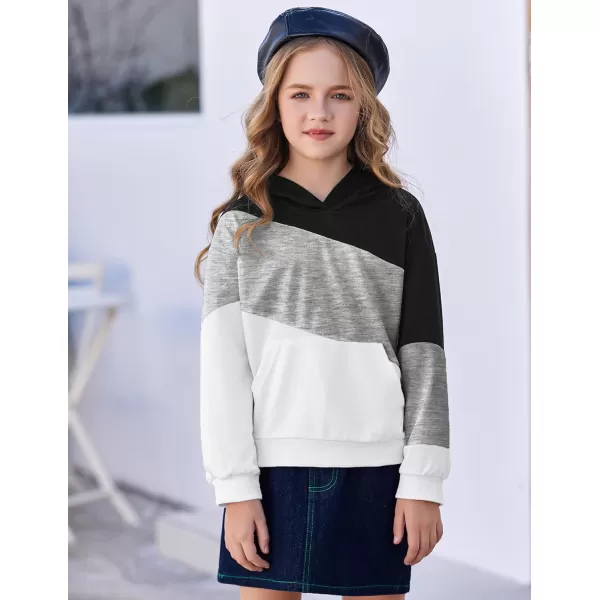 Arshiner Girls Color Block Hoodies Crewneck Long Sleeve Casual Soft Sweatshirts Tops with Pockets