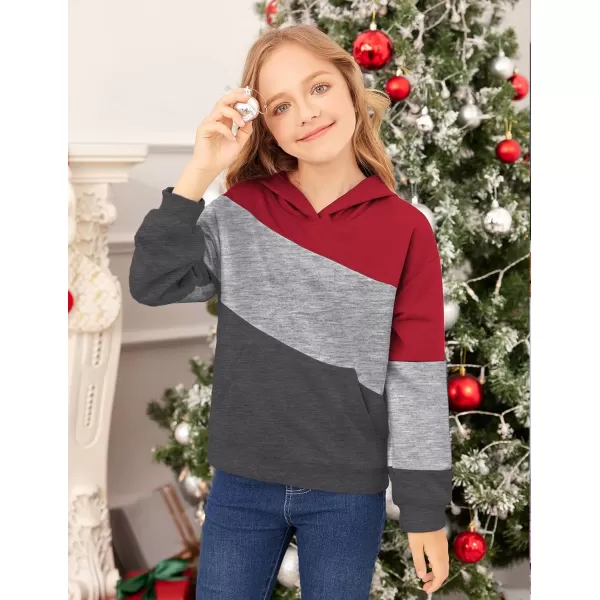 Arshiner Girls Color Block Hoodies Crewneck Long Sleeve Casual Soft Sweatshirts Tops with Pockets