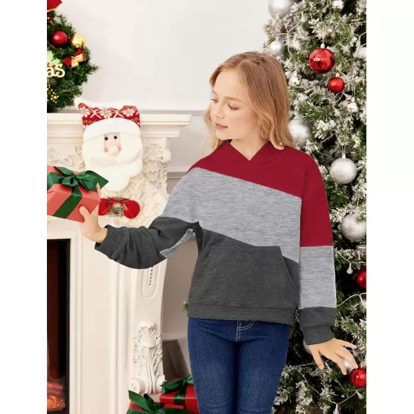 Arshiner Girls Color Block Hoodies Crewneck Long Sleeve Casual Soft Sweatshirts Tops with Pockets