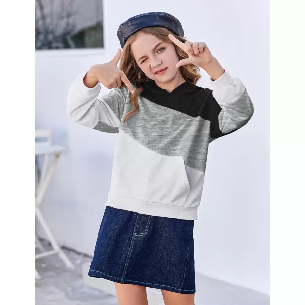 Arshiner Girls Color Block Hoodies Crewneck Long Sleeve Casual Soft Sweatshirts Tops with Pockets