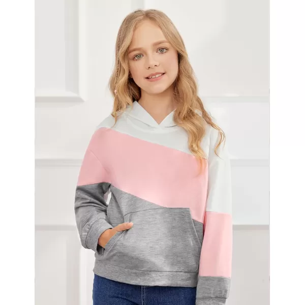 Arshiner Girls Color Block Hoodies Crewneck Long Sleeve Casual Soft Sweatshirts Tops with Pockets