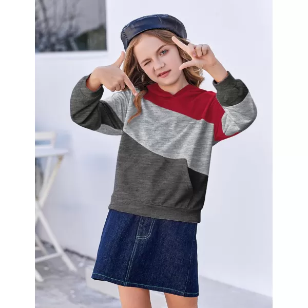 Arshiner Girls Color Block Hoodies Crewneck Long Sleeve Casual Soft Sweatshirts Tops with Pockets