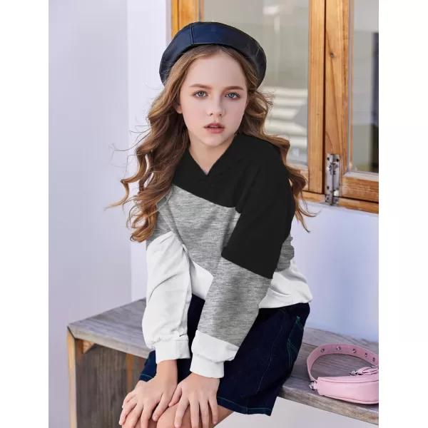 Arshiner Girls Color Block Hoodies Crewneck Long Sleeve Casual Soft Sweatshirts Tops with Pockets
