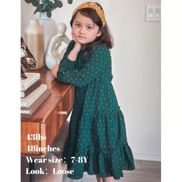 Arshiner Girls Dresses Long Sleeve Swiss Dot V Neck Ruffle Tiered Casual Party Dress